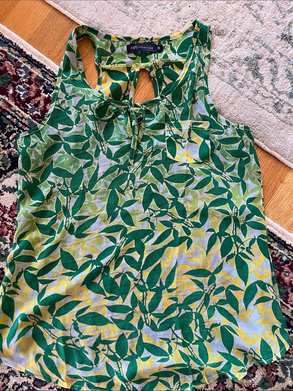 M&S Green Leaf Tie-Neck Camisole